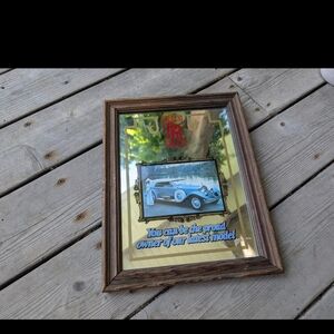 Vintage Wooden Frame with Rolls Royce Classic Car Mirror